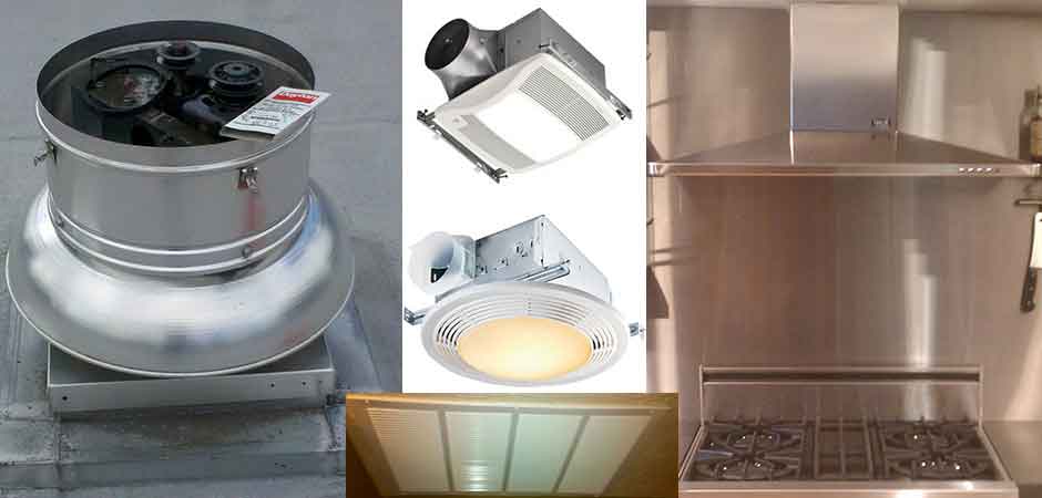 FANS, Attic fan, bath fan, ceiling fan, whole house fan, Fan repair, industrial fan and hood fan.